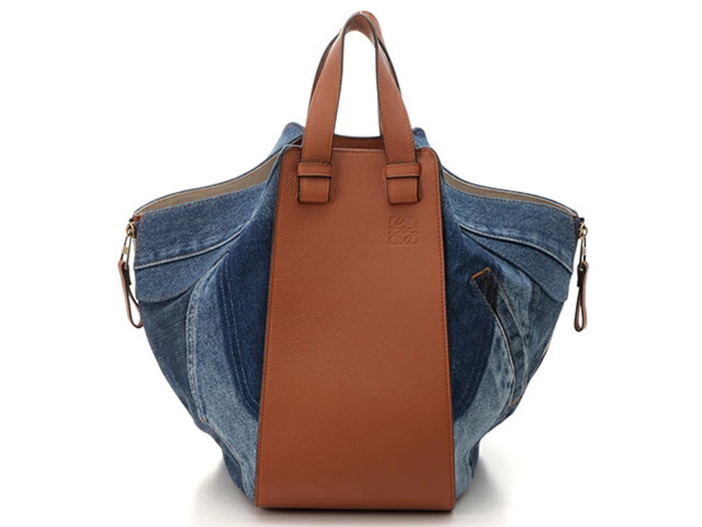 Loewe Hammock Denim Calfskin Blue Brown Handbag